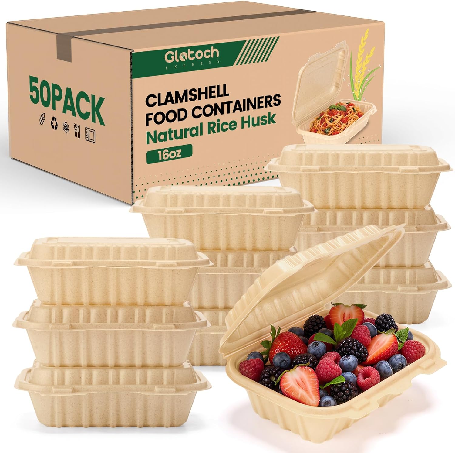 Meal Prep Container - Confezione da 50 Contenitori Clamshell da