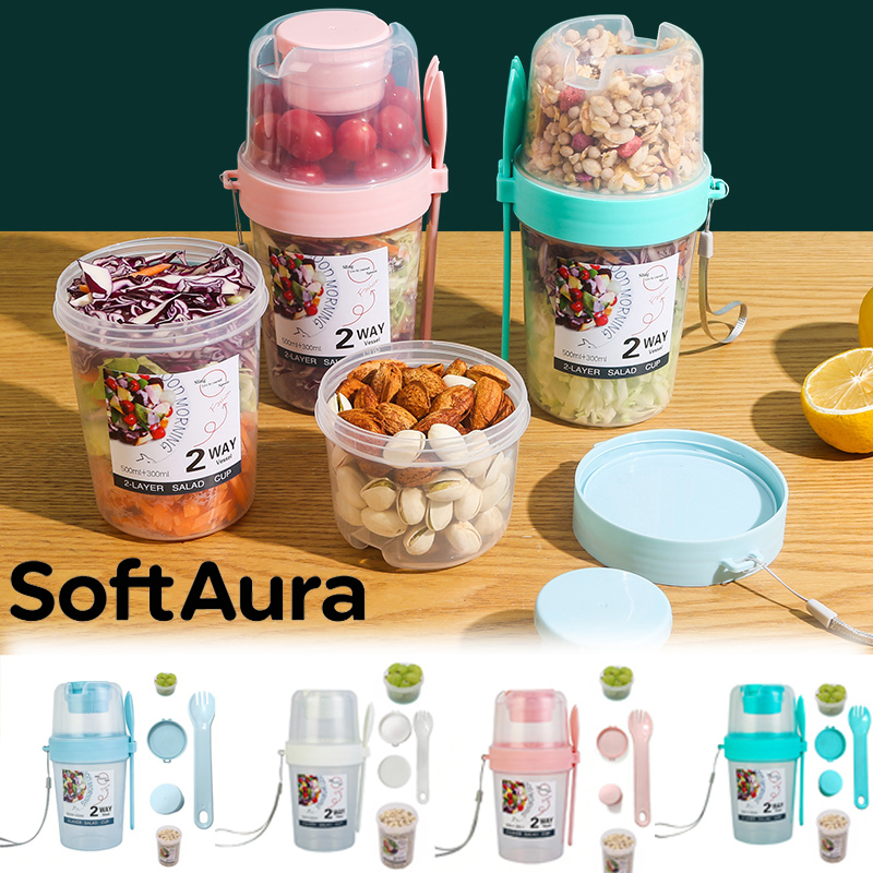 Meal Prep Jar - SoftAura Breakfast On The Go Cups: