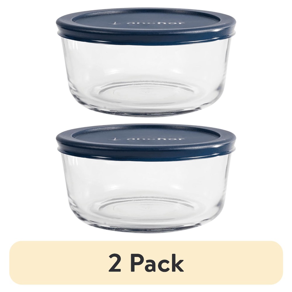 Meal Prep Glass - Set di 2 Contenitori Rotondi in